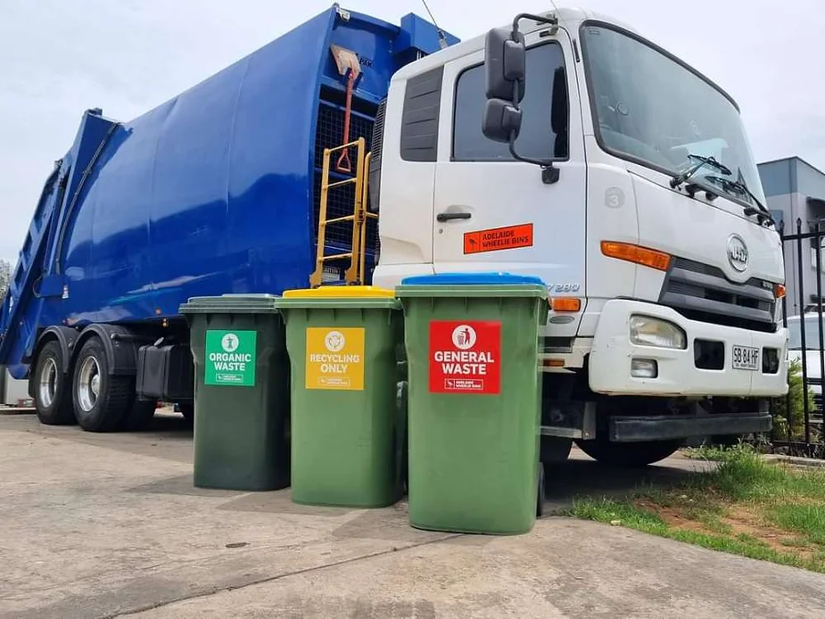 Adelaide Wheelie Bins Service with color-coded waste bins
